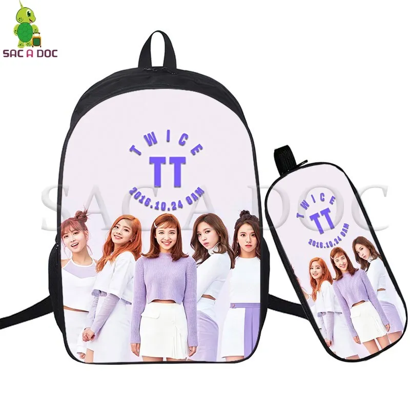 

Kpop Twice TT 2 Pcs/set Backpack School Bags for Teenagers Girls Boys Daily Laptop Backpack Fans Travel Bags
