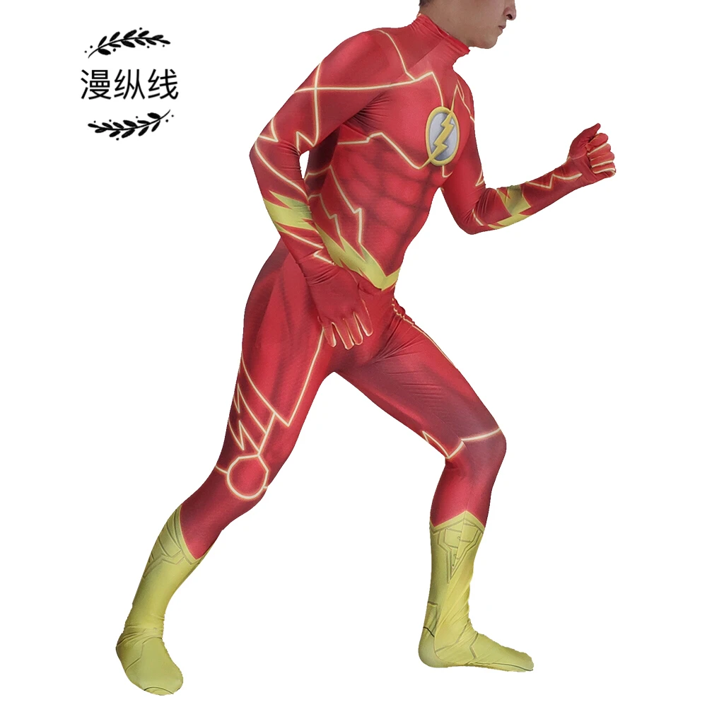 3D печать тень Косплей Хэллоуин супергерой флэш-человек Zentai костюм взрослый для