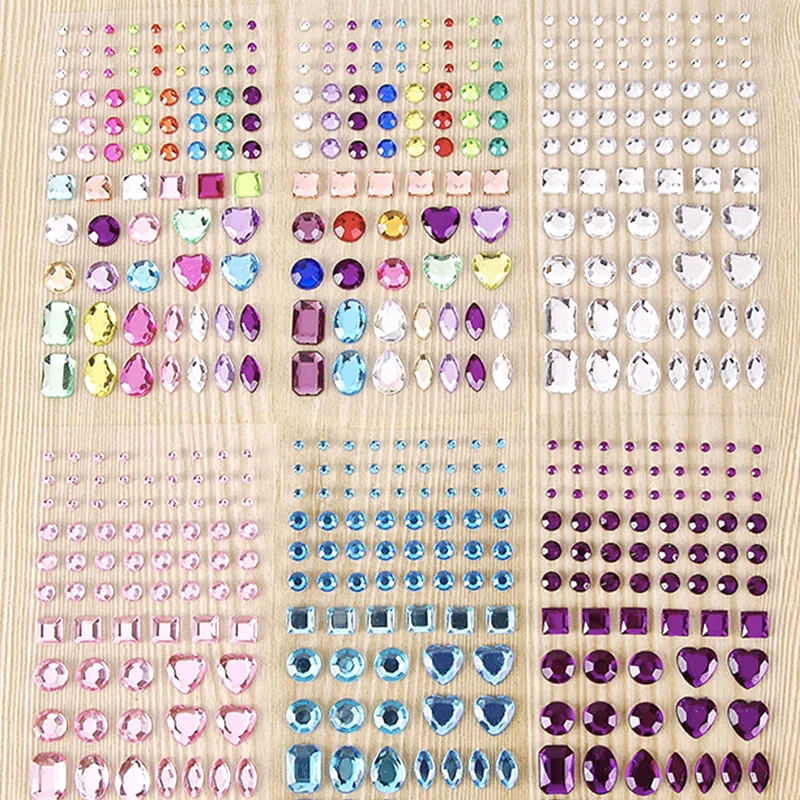 

81pc Different Self Adhesive AB Rhinestone for Clothes Hotfix Acrylic Drop Round Heart Crystal Sticker Phone Nail Art Decoration