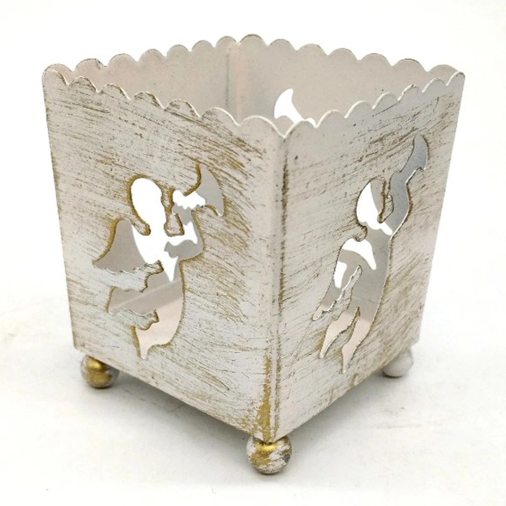 Mini 5x6.5x5.5CM Vintage Wrought Iron Christmas Candle Holder Hollow Star Tree Tree Heart Home Party Decoration