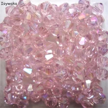 Isywaka розовых цветов 100 шт 4 мм двухконусные Австрийские хрустальные бусины Подвески, стеклянные бусины Свободные разделительные бусины для изготовления ювелирных изделий своими руками