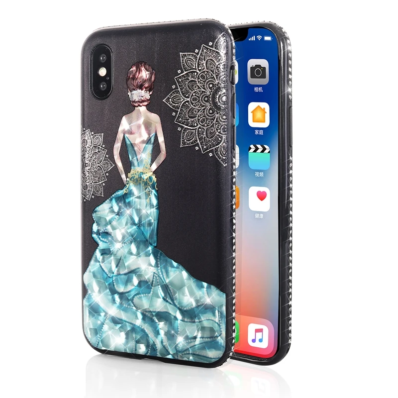 

Glitter Rhinestone Phone Case on for iPhone X Case Cover Coque sFor iPhone X iPhone7 6 6s 8 Plus Fashion Girl Case Funda Capa