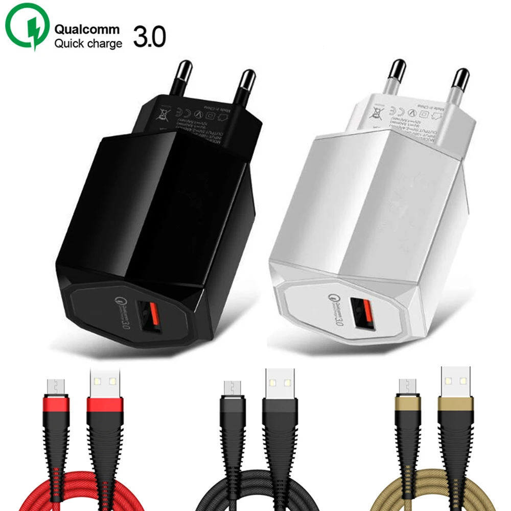 

Quick Charge 3.0 Wall Charger QC 3.0 EU Plug Fast Charging Wall Universal Mobile Phone USB Charger Adapter For iPhone Samsung