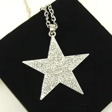 FLOLA Mond Stern Halskette für Frauen strass Lange Große Halskette mit Anhänger Mode Hip hop Schmuck für frauen nkek26