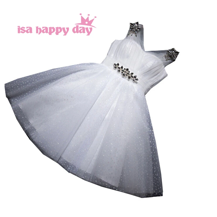 Элегантные скромные платья из тюля для подружки невесты цвета слоновой кости для подростков, короткое блестящее платье для свадебных
