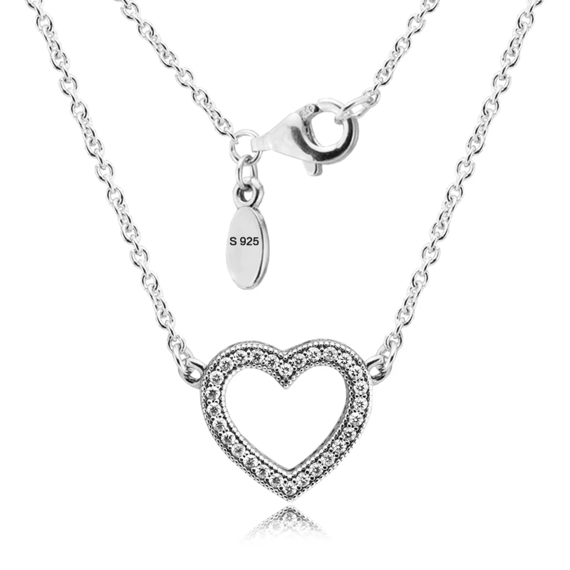 

Necklaces &Pendants Choker Loving Hearts Pendant with Clear CZ DIY Sterling-Silver-Jewelry Silver 925 Pingente