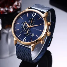 *#Best Price MINI FOCUS Men's Stainless Steel Mesh Strap Quartz Watches chronograph Waterproof Wristwatch Man Relogios Clock 0185G Blue rose *#Best Price MINI FOCUS Men's Stainless Steel Mesh Strap Quartz Watches chronograph Waterproof Wristwatch Man Relogios Clock 0185G Blue rose