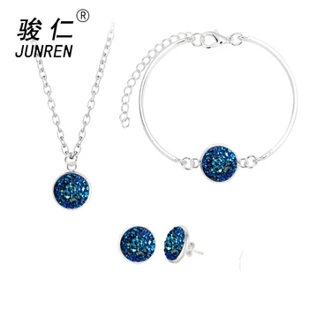 Gifts Sales MODA Elegant Luxury Design New Fashion Silver Plated Filled Colorful Crystal Rhinestone Jewelry Sets Women