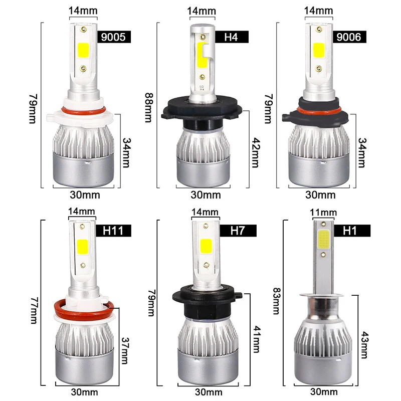 ROADOT 2x автомобильные аксессуары H7 Led H4 H11 H8 9006 H1 9005 COB Автомобильные фары лампы 5000K