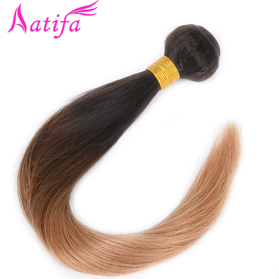 Brazilian Straight Hair Ombre Hair Bundles T1B/27 Color Aatifa Remy Hair 3 Bundles Deals Human Hair Weave Bundles 10-28 inch