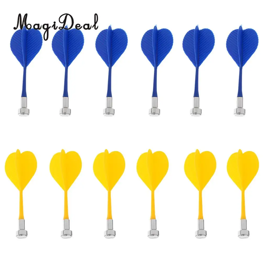 MagiDeal 12 Pieces Safety Magnetic Darts for Magnetic Dart Board Indoor Game Replacement Darts Blue and Yellow Or Red and Green 