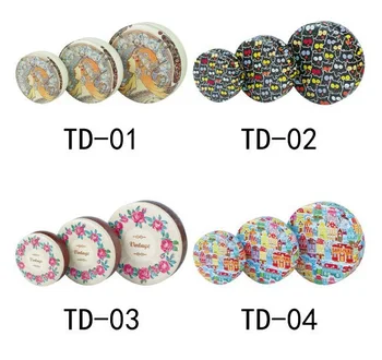

3pcs/set High quality round candy storage box jewelry tin box food box