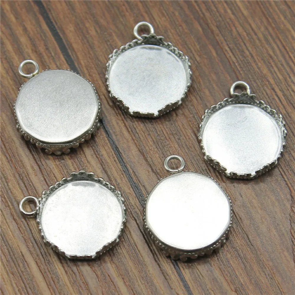 

Stainless Steel Fit 25mm 20mm 15mm 12mm Crown Edge Base Setting Charms Pendant Tray Jewelry Accessories 20pcs/lot
