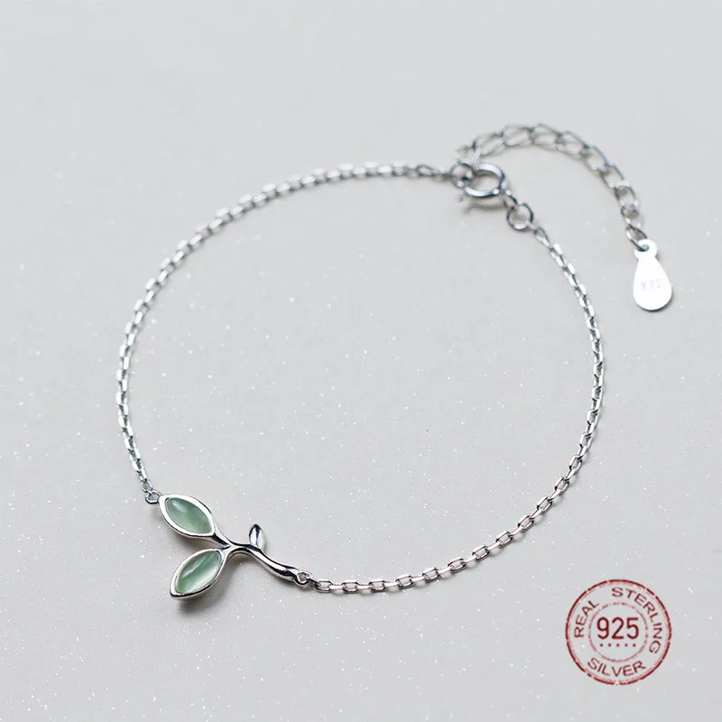 

NEW Green Life Genuine 925 Sterling Silver Leaves Bracelet Women | Love Hope Dainty Bridesmaid Sterling-silver-jewelry Gift Teen