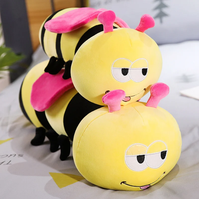 Kawaii с принтом в виде медоносной пчелы плюшевые игрушки милая Божья коровка с нашивкой «Крылья», мягкая плюшевая игрушка, Подушки для детей Детские куклы для детей подарок на день рождения 45/55/70 90 см