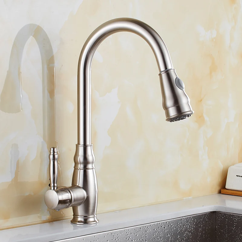  Kitchen Mixer Balck Pull Out Kitchen Faucet Deck Mount Kitchen Sink Faucet Mixer Cold Hot Water Tor - 33059263794