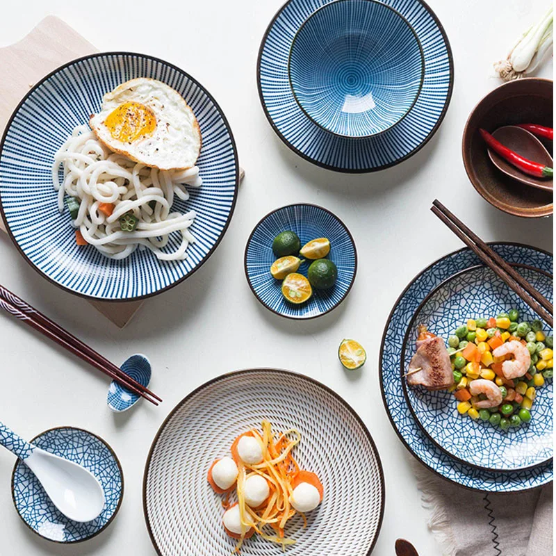 Японский стиль HENGFENG керамическая тарелка набор большой тарелка для ресторана cantee использования