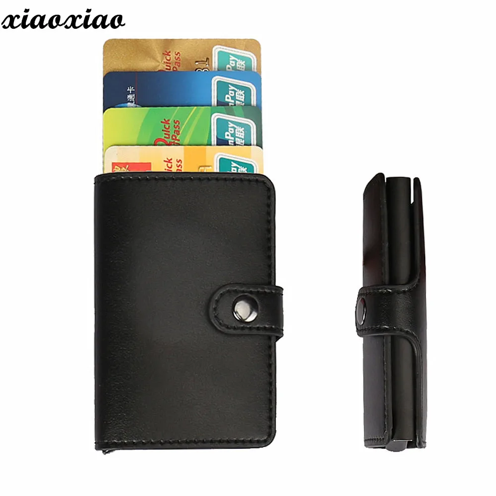 

XIAOXIAO PU Thin Business ID Credit Card Holder Wallets Pocket Case Bank Credit Card Leather Protector Package Card Box porte Ca