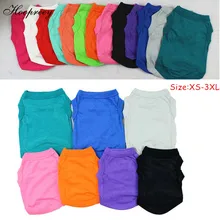 XS-3XL летние однотонные натуральный хлопок футболки для собак одежда свободного покроя мягкий жилет для собаки кошки рубашки на подкладке для больших собак для средних и мелких собак 10A