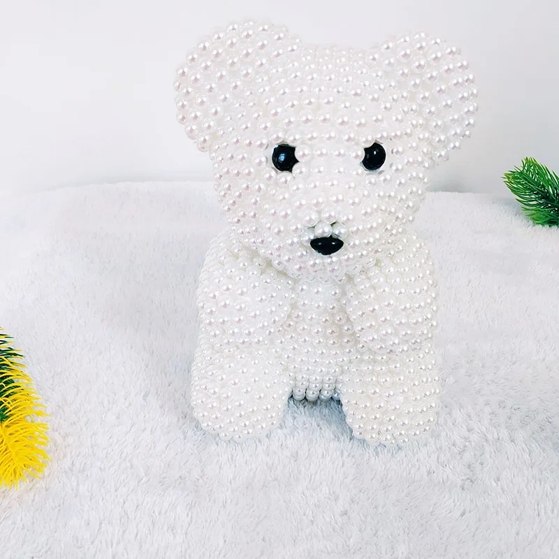 Творческие подарки на день Святого Валентина, ручной работы, из пеноматериала медведя Жемчуга Комплект 20 см пены медведь для творческий подарок на день рождения разных цветов - Цвет: Белый