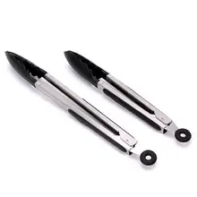 Silicone Kitchen Cooking Salad Serving BBQ Tongs Stainless Steel Salad & Grill Serving Tongs With Silicone Tips