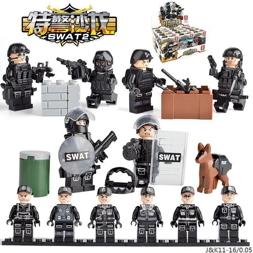 

12Pcs/set Military Special Forces Soldiers Bricks Figures Guns Weapons Compatible Legoings Armed SWAT Building Blocks Ww2 Toys