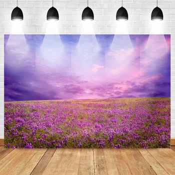 

Romantic Wedding Photography Background Photocall Boda Beautiful Lavender Sunset Glow Purple Theme Style Party Banner Decoration