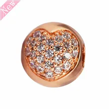 Прозрачный CZ Романтический 14ct Золотой в виде Розы моей жизни клип бусины для женщин ювелирных изделий DIY Fit PANDORA Подвески KT070C-N