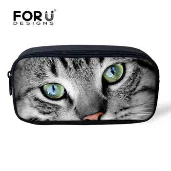 

FORUDESIGNS 3D Animal Cat Cosmetic Bags Small Portable Make Up Bag for Women Zipper Pencil Case Fashion Grisl Children Pen Box