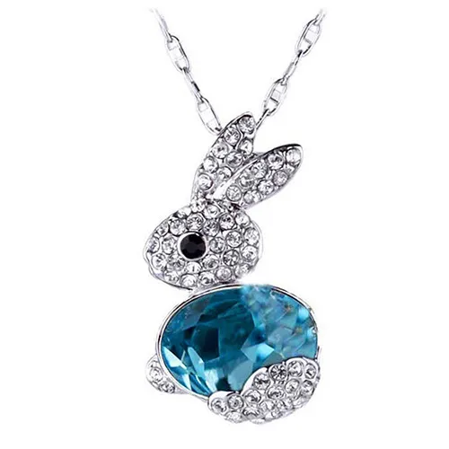 

Women Fashion Delicate Rhinestone Little Rabbit Pendant Sweater Necklace Jewelry