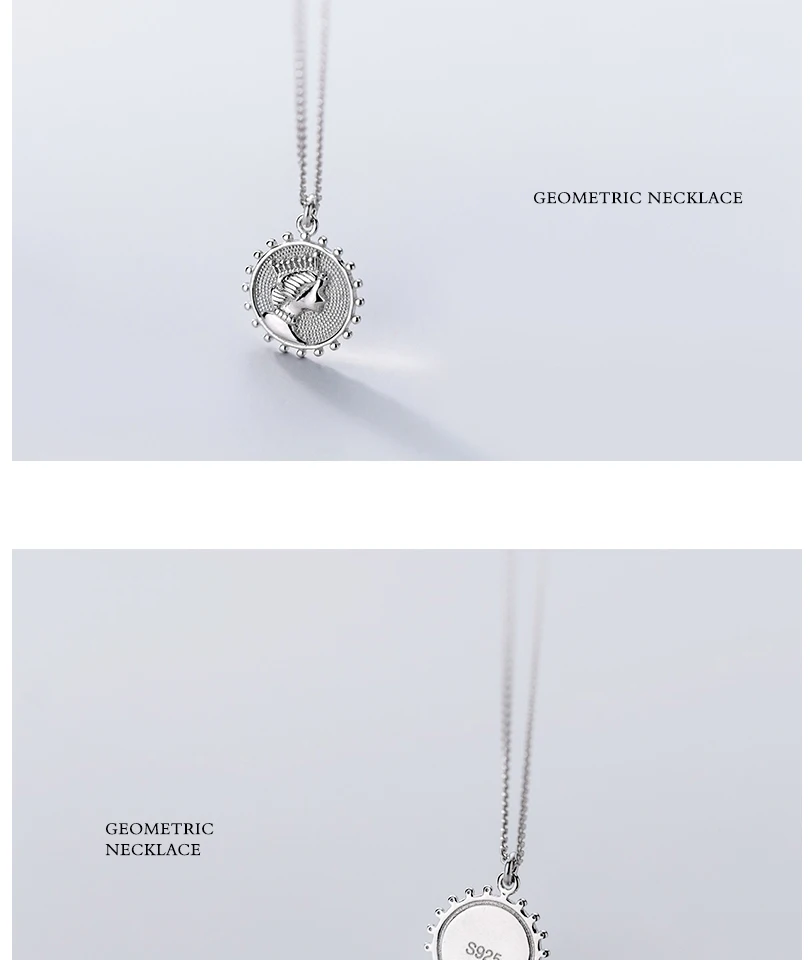 Sterling Silver Charm Queen Face Coin Necklace Gold Color Pendant For Women Korean New Fashion Minimalist Collar De Plata 925 (5)