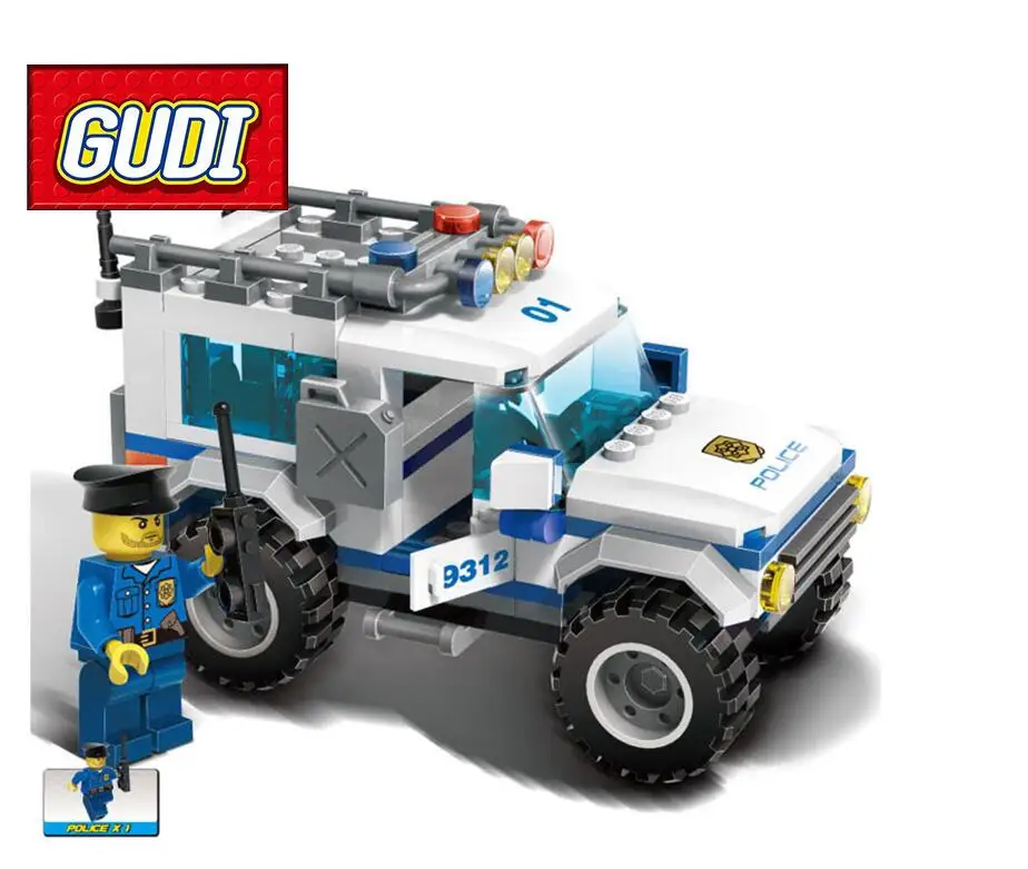 Модели GUDI строительные игрушки совместимые с G9312 163 шт. полицейские блоки хобби