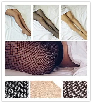 

Fishnet Diamond Pantyhose Women Sexy Fashion Shiny Net Tights Female Slim Rhinestone Mesh Nylon Stockings Tights