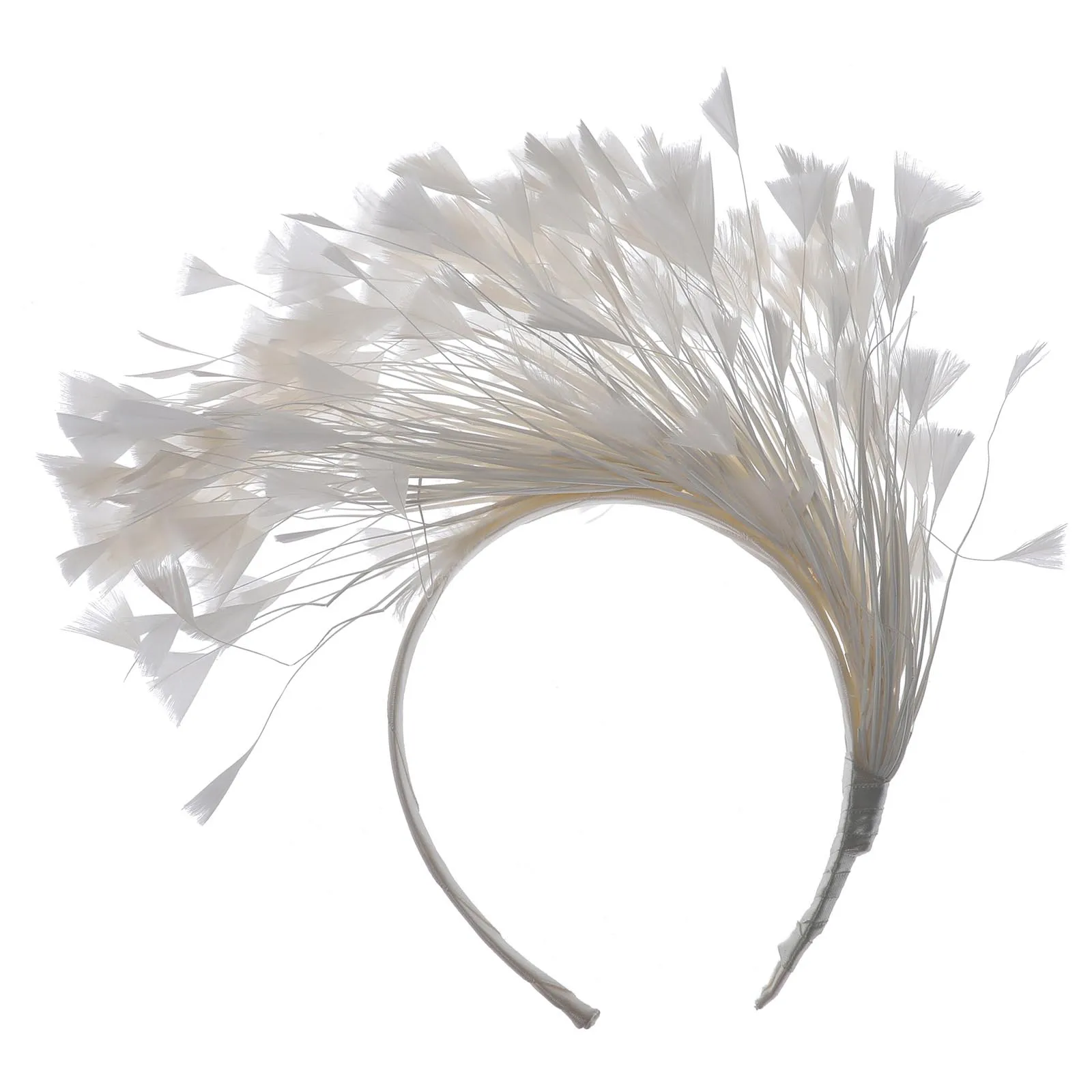 Шикарные головные уборы с перьями, европейские вечерние женские аксессуары для волос, 9 цветов, маскарадные повязки для волос - Цвет: Бежевый