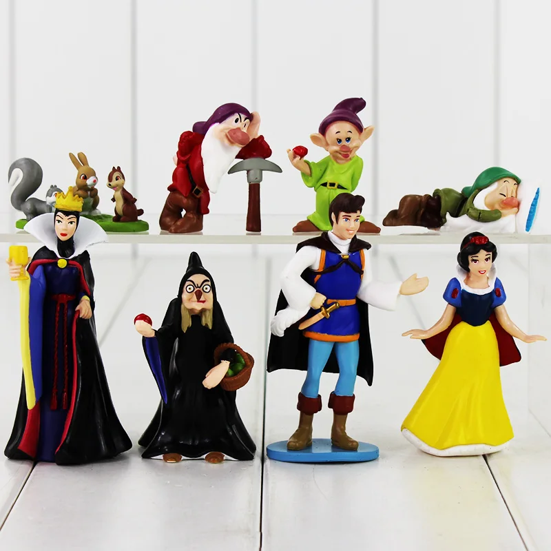 

High Quality 8pcs/set PVC Figure Toy Doll Princess Snow White Snow White And The Seven Dwarfs Queen Prince Figure Toy