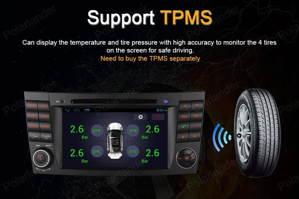 Excellent Android4.4 Car CD DVD player Support DTV GPS BT 3G WiFi DAB+ TPMS FM AM radio For B/enz E C/lass W211 W209 W219 16