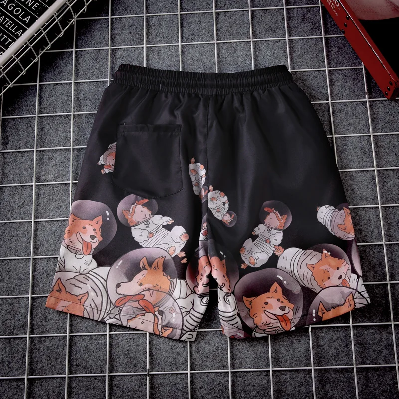 

Large Size Swimming Men's Beach Shorts Dog Printing Men's Shorts Quick Dry Elastic Waist Men's Beach Shorts