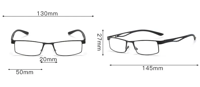 Квадратная оправа, полный обод, оптические очки, качественный металлический сплав, мужские очки по рецепту для чтения+ 1,0+ 1,5+ 2,0+ 2,5+ 3,0+ 3,5+ 4,0