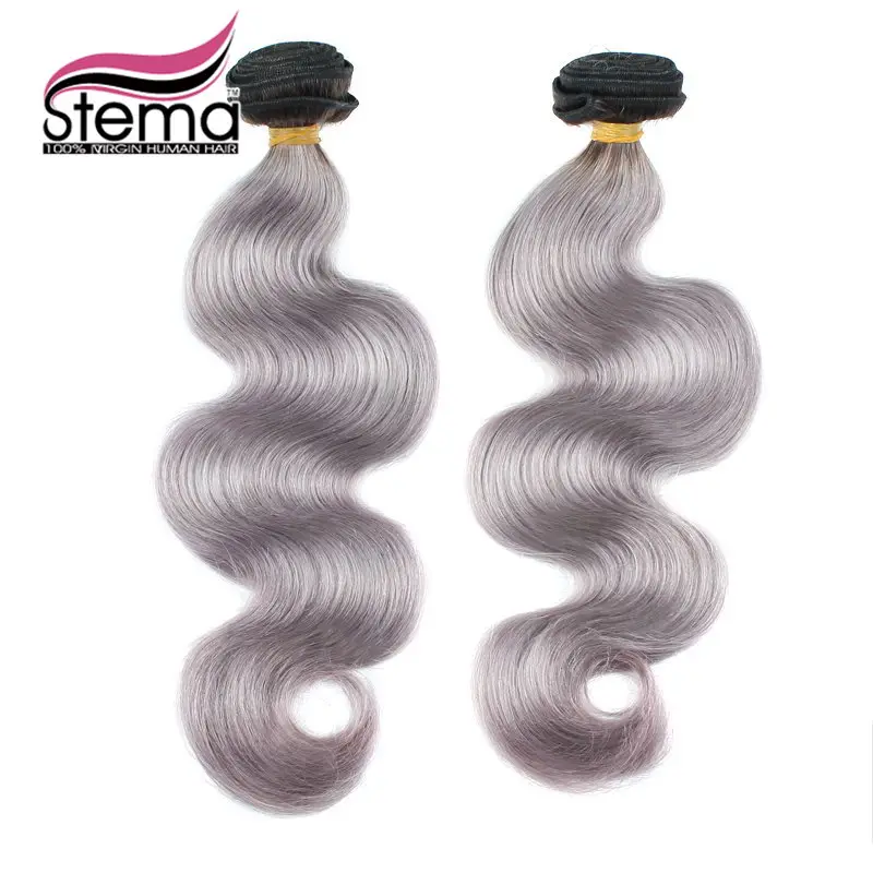 

Free Shipping 2pcs/lot New Arrival Brazilian 1b/Grey Ombre Body Wave Hair No Tangle No Shedding Cheap Human Hair Extension