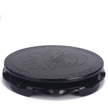 

12-22cm Diameter Matte Black Wooden Base Carved Fook Base Stone Pot Flower Vase Aquarium Wine Rack Base