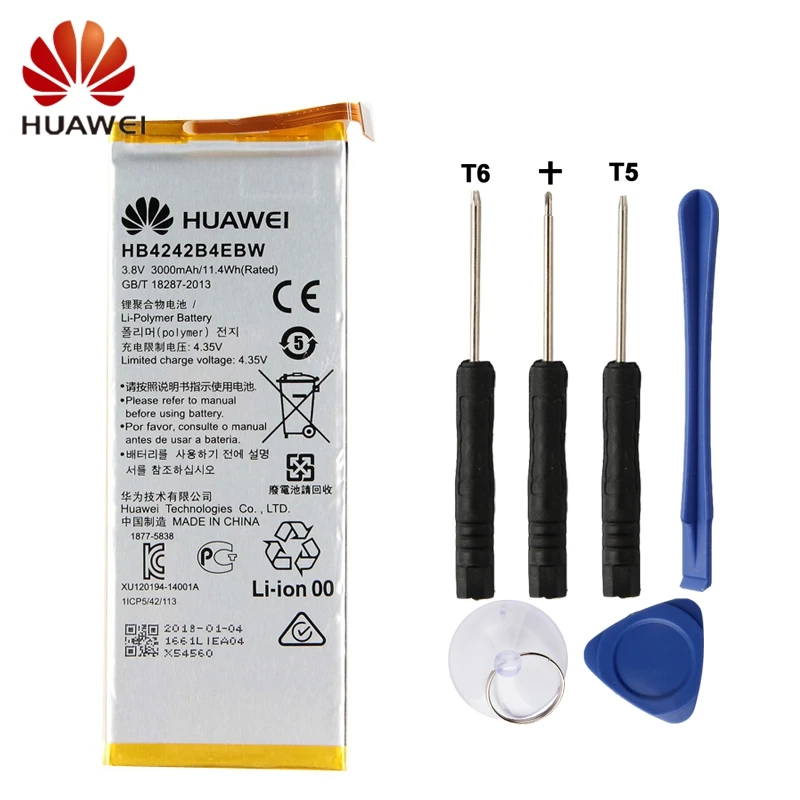 

Huawei HB4242B4EBW Phone Battery For Huawei honor 6 H60-L01 H60-L02 H60-L11 H60-L04 honor 4X 3000mAh Original Battery + Tool