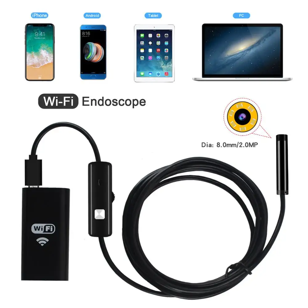

Wireless WIFI Endoscope Camera Waterproof Inspection Mini Camera 8mm 1/2/3/5M USB Endoscope Borescope For Iphone Android PC IOS