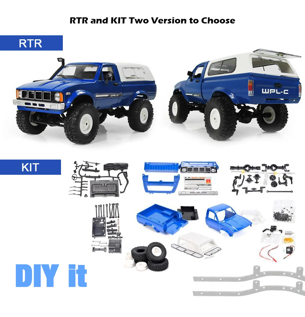 WPL C24 Радиоуправляемый автомобиль 1:16 4WD внедорожник мини RTR Rock Crawler электрический
