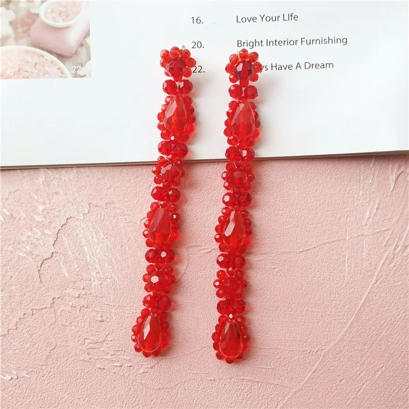 

Hot Sale Fashion Popular Glass Bead Long Drop Earrings for Women
