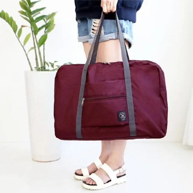 Водонепроницаемая складная дорожная сумка для покупок, сумка на плечо для мужчин и женщин, Сортировочная Сумка багажная сумка - Цвет: Wine red