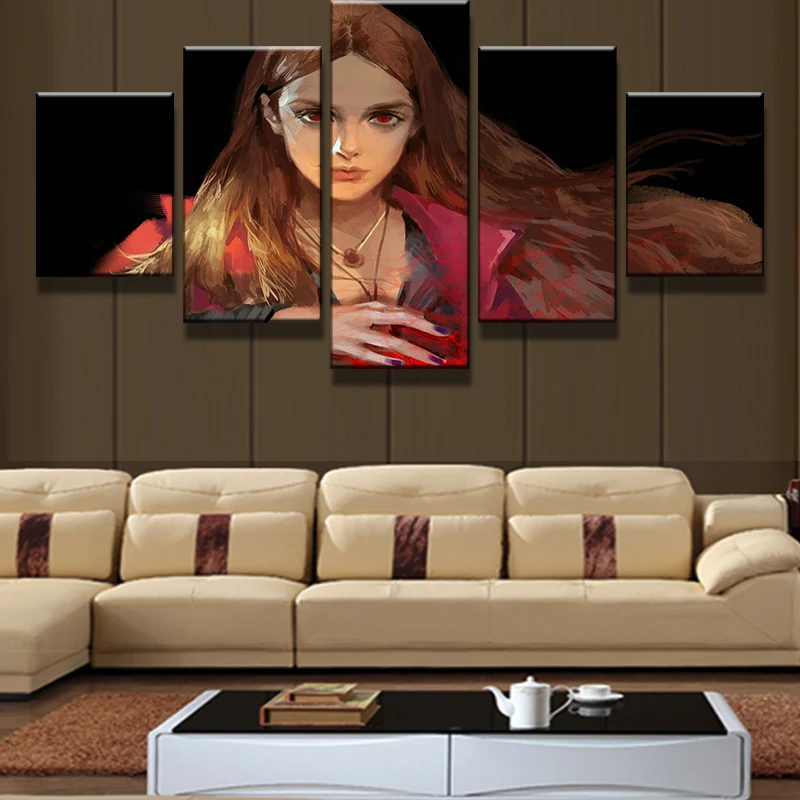 5 Pieces Print Comic Book Marvel'S The Avengers Scarlet Witch For Modern Decorative Bedroom Living Room Home Wall Art Decor 5 Pieces Print Comic Book Marvel'S The Avengers Scarlet Witch For Modern Decorative Bedroom Living Room Home Wall Art Decor