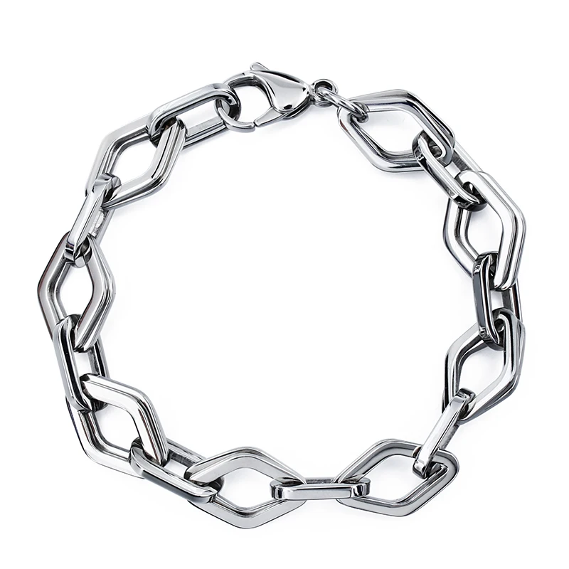 

Charms Stainless Steel Bracelet Links Fashion Unisex Silver Color Wristband Hand Chain Free Shipping Bracelets Bangle
