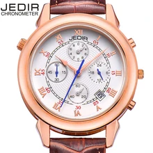 JEDIR 4 часа циферблат хронограф Дата кварцевые часы для мужчин люксовый бренд 316L стальной чехол Натуральная кожа повседневные часы модные Relogio