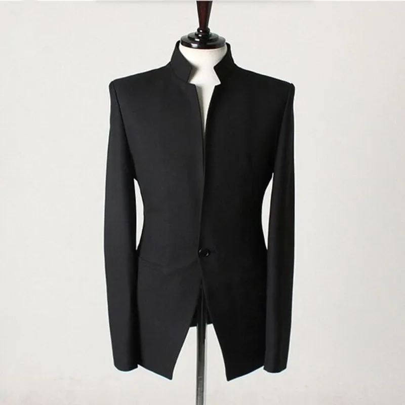 

Custom Men Chinese Style Suit Jacket Mandarin Collar New 2019 Tunic Suit Jackets Mens Kung Fu Coat Black