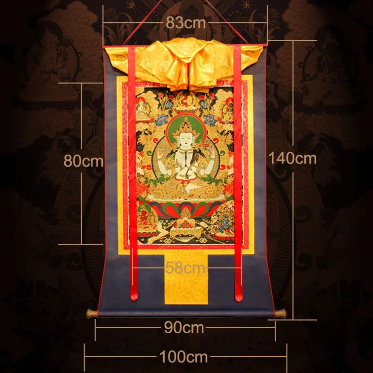 140 см большая-лучшая ручная работа шелковая буддийская танка-Тибетский буддизм Тханг-га-эффективная защита бодхи-саттва Будда искусство